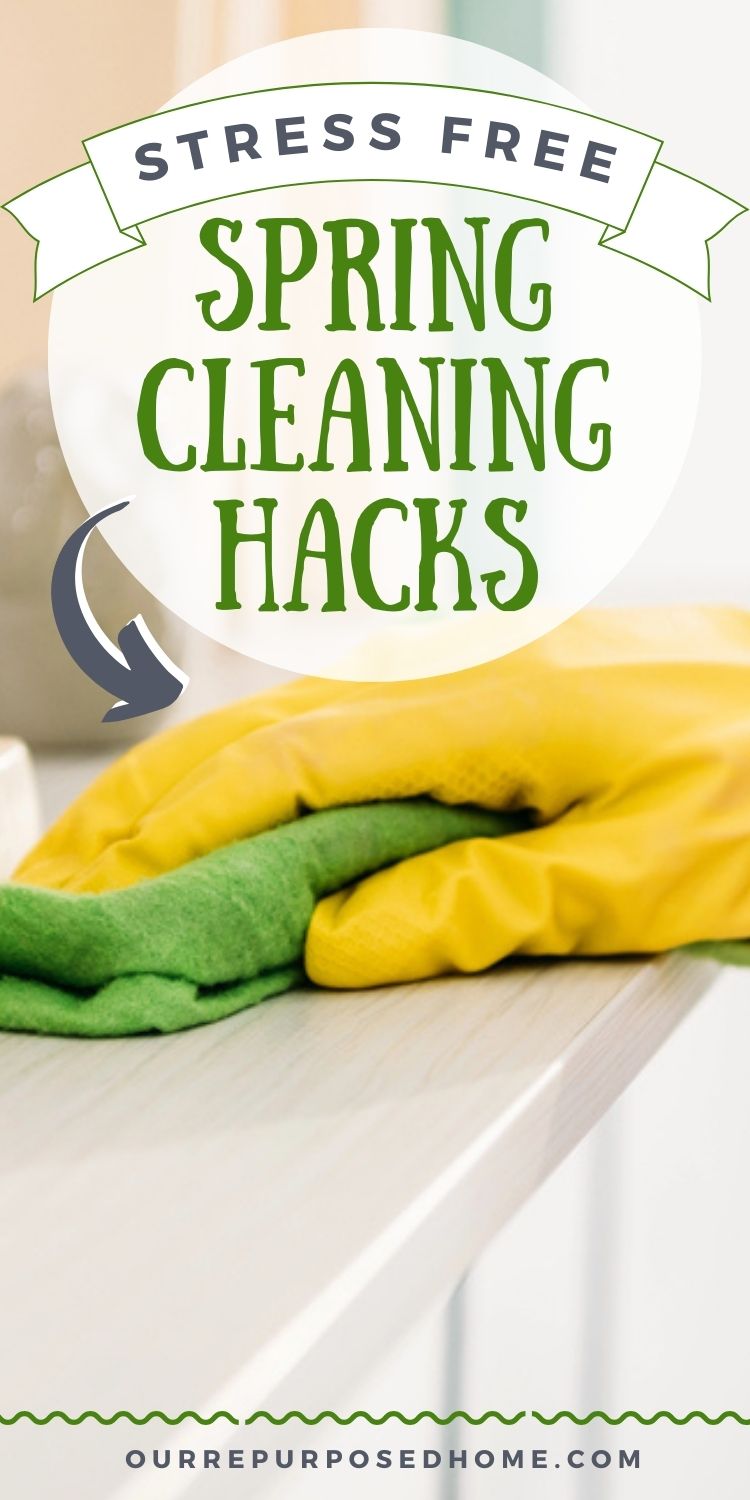 yellow glove cleaning a shelf