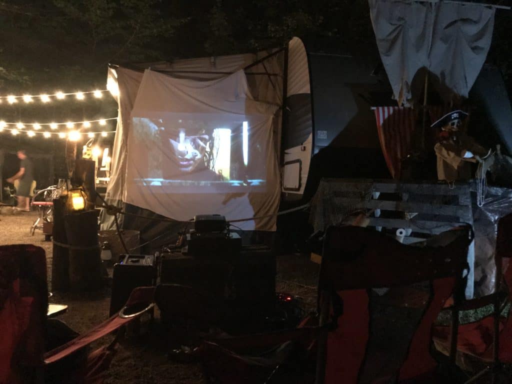 showing Pirates of the Caribbean move at the campsite