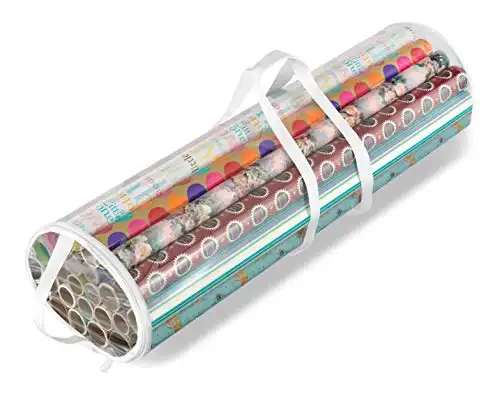 Clear Zippered Storage Rolls Gift Wrap Organizer, 25 Count