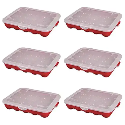 Sterilite 20 Compartment Christmas Holiday Ornament Container (6 Pack)