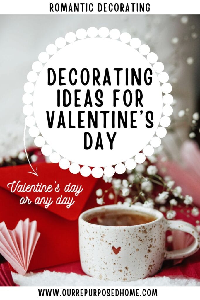 flowers, coffee mug with heart, and a red envelope for romantic decorating ideas for your home