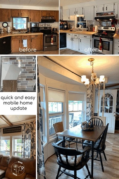 Mobile home remodel before and after.