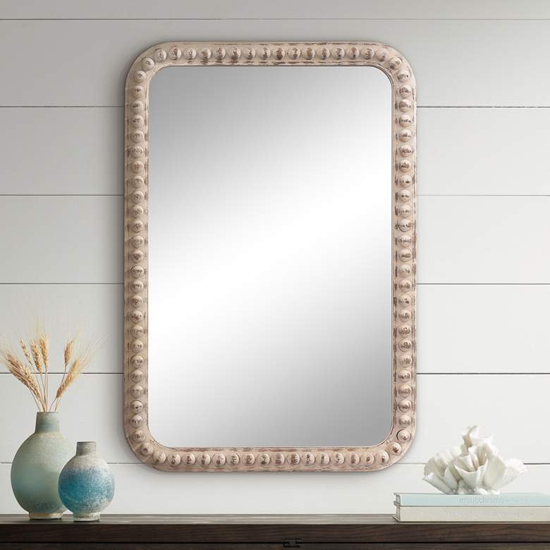 white washed wood mirror 