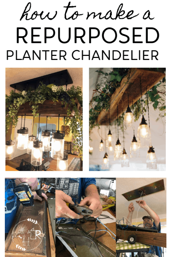 pin for making a planter chandelier with images of 2 styles