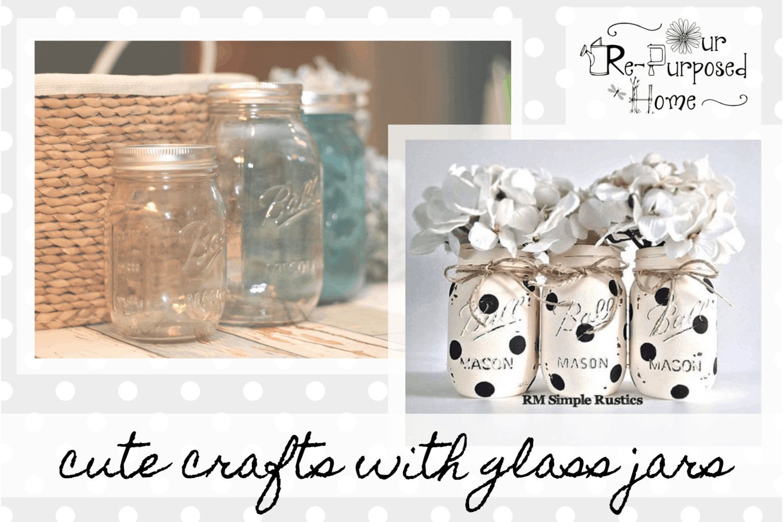 empty glass jars turned into DIY craft projects