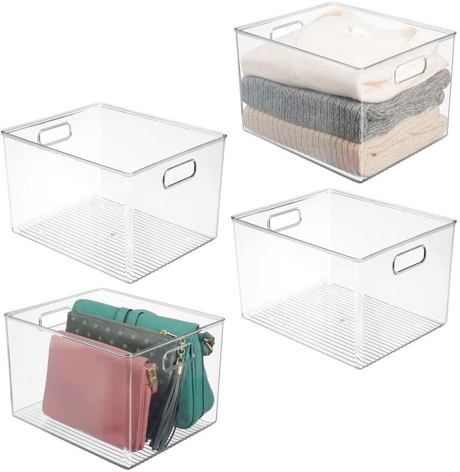 clear plastic bins for storing scarves